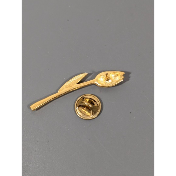 Vintage Gold Tone Rose Bud Flower Pin Brooch - Picture 3 of 5